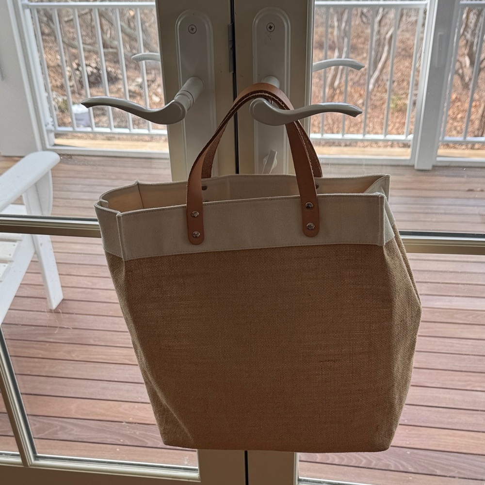 Brighton Natural Jute Tote with Love Earth & Heart Graphic - Picture 2 of 3